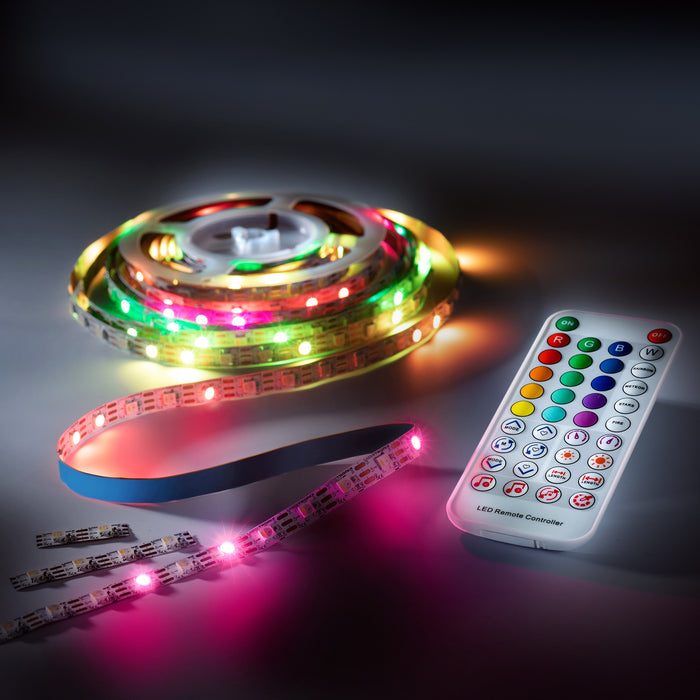iFlex300 ECO LED-Streifen Set, RGBW, 300 LEDs, 5m, 5V, R2R, IR-Fernbedienung, Musiksensor