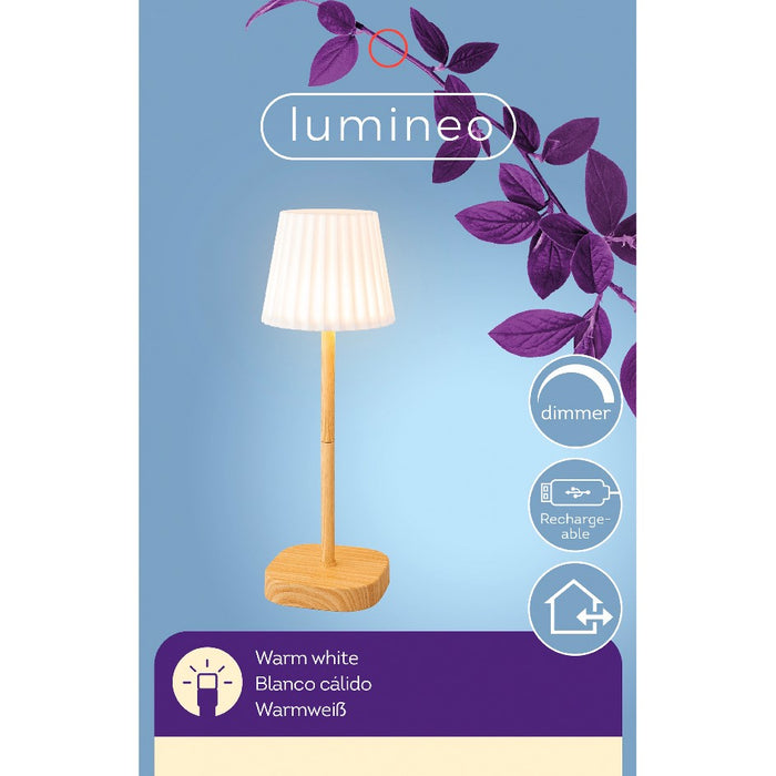 Lumineo Lampada da tavolo a LED ricaricabile per esterni, dimmerabile, 34,5 cm