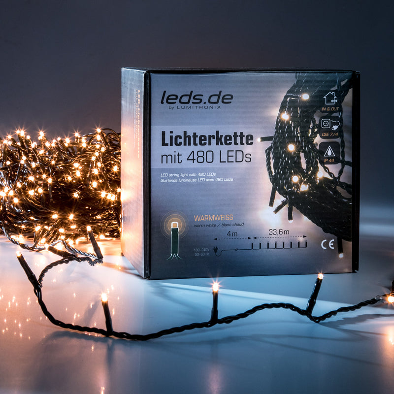 leds.de LED-Lichterkette für Außen und Innen, IP44, 13m, 180 LEDs, warmweiß pic2 97102