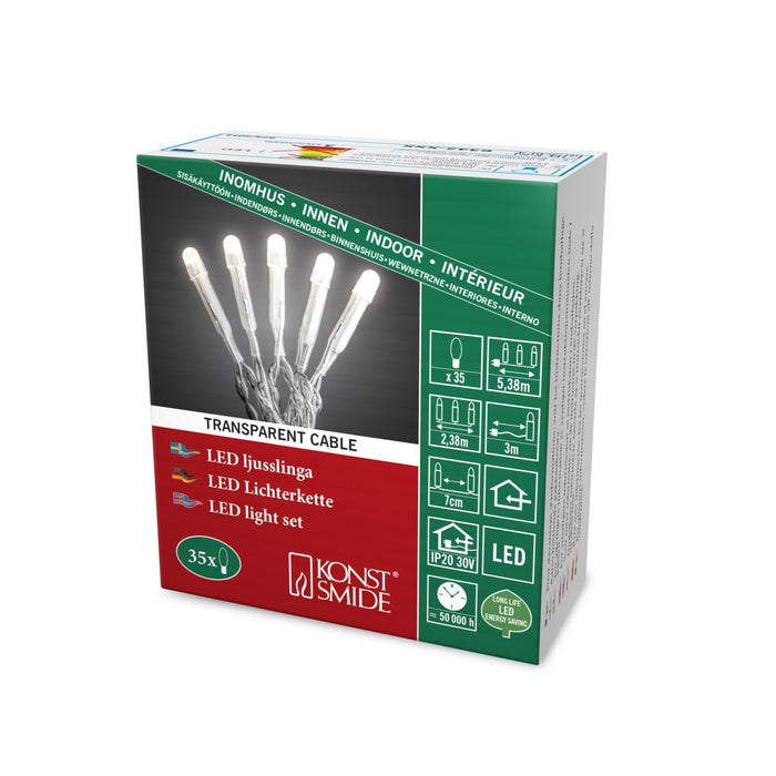 Konstsmide Micro LED-Lichterkette, gefrostet, 30V Innentrafo, 50 warmweiße LEDs pic2 37837