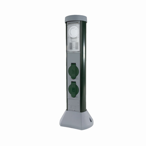 REV Outdoor-Steckdosensäule GreenCraft, 2-fach, mit Zeitschaltuhr, IP44 37581