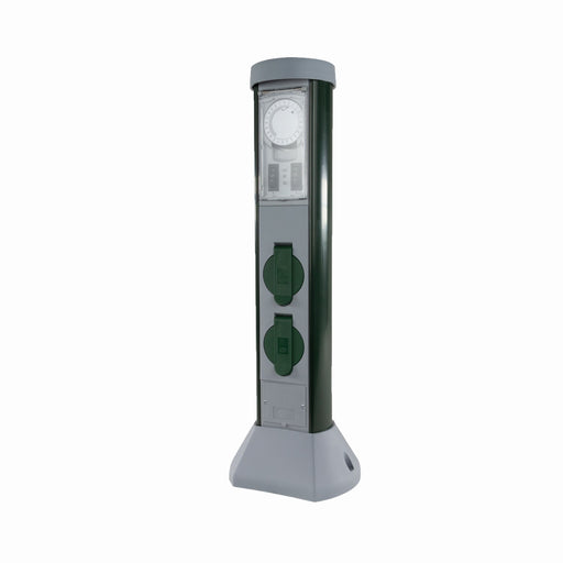 REV Outdoor-Steckdosensäule GreenCraft, 2-fach, mit Zeitschaltuhr, IP44 37581